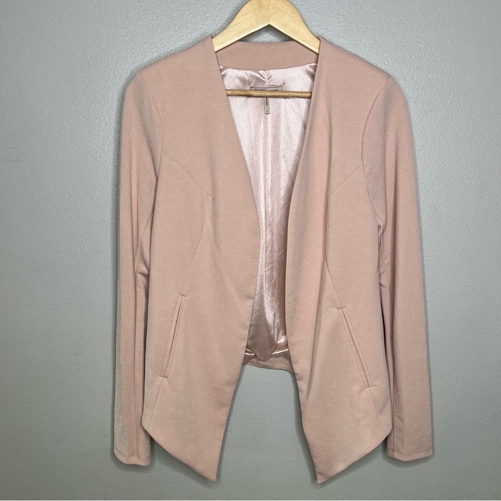 BCBGeneration Formal Blazer Pink Open Front Asymmetrical Hem - Small